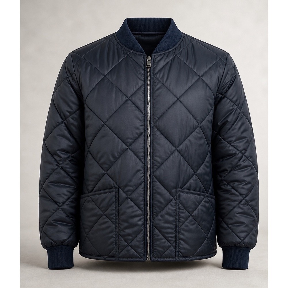 Reebok Mens M Quilted Workwear Jacket Navy Bomber Liner Full Zip Casual Coat